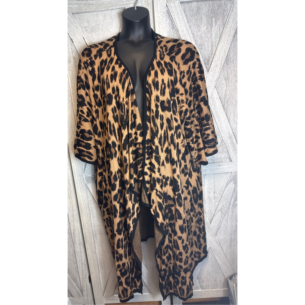 Women's Lane Bryant Leopard Print Cardigan Plus Size 22/28 Brown Black